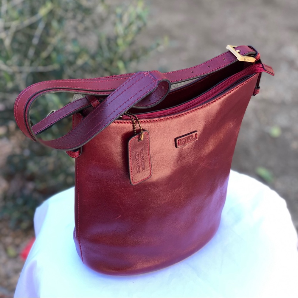 Louvier Paris Burgundy Leather Shoulder Bag